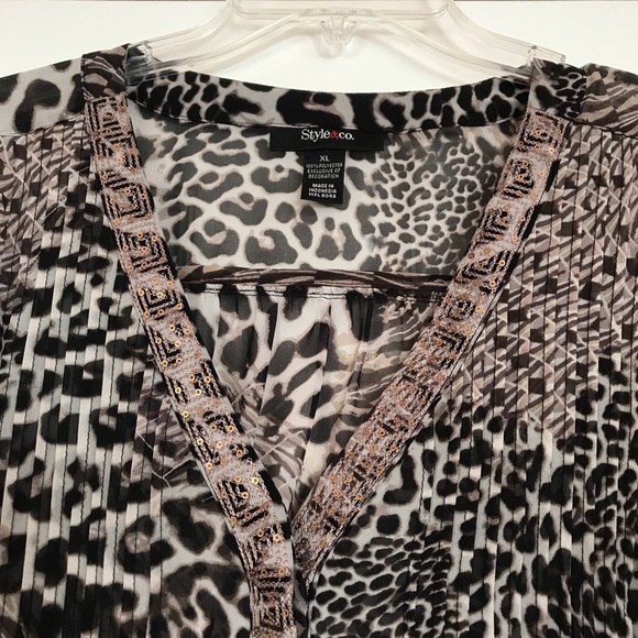 Style & Co. Animal Leopard Print Top, XL - Picture 3 of 7